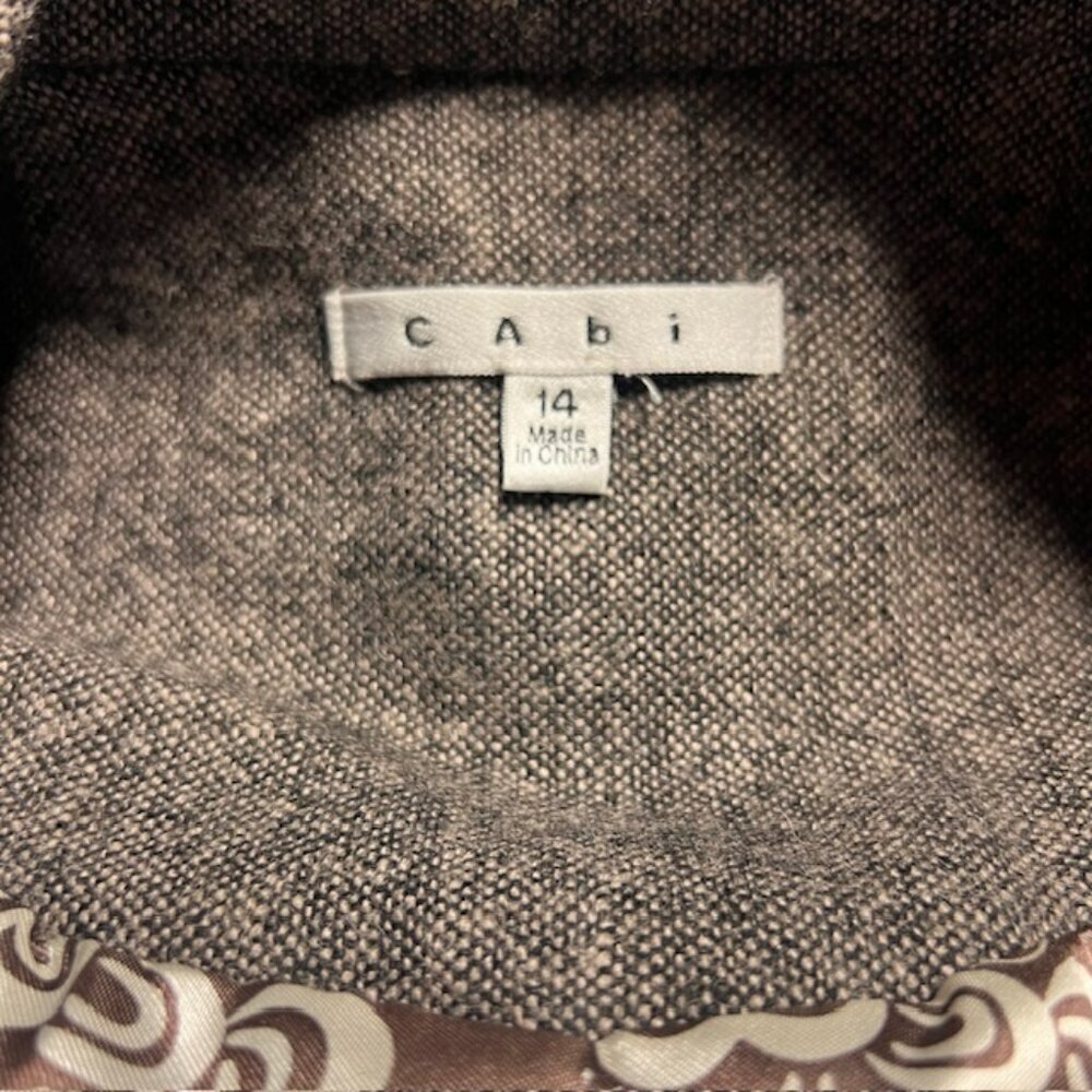 CAbi Black & Gray Tweed Long Sleeve Coat Size 14 - Picture 8 of 8